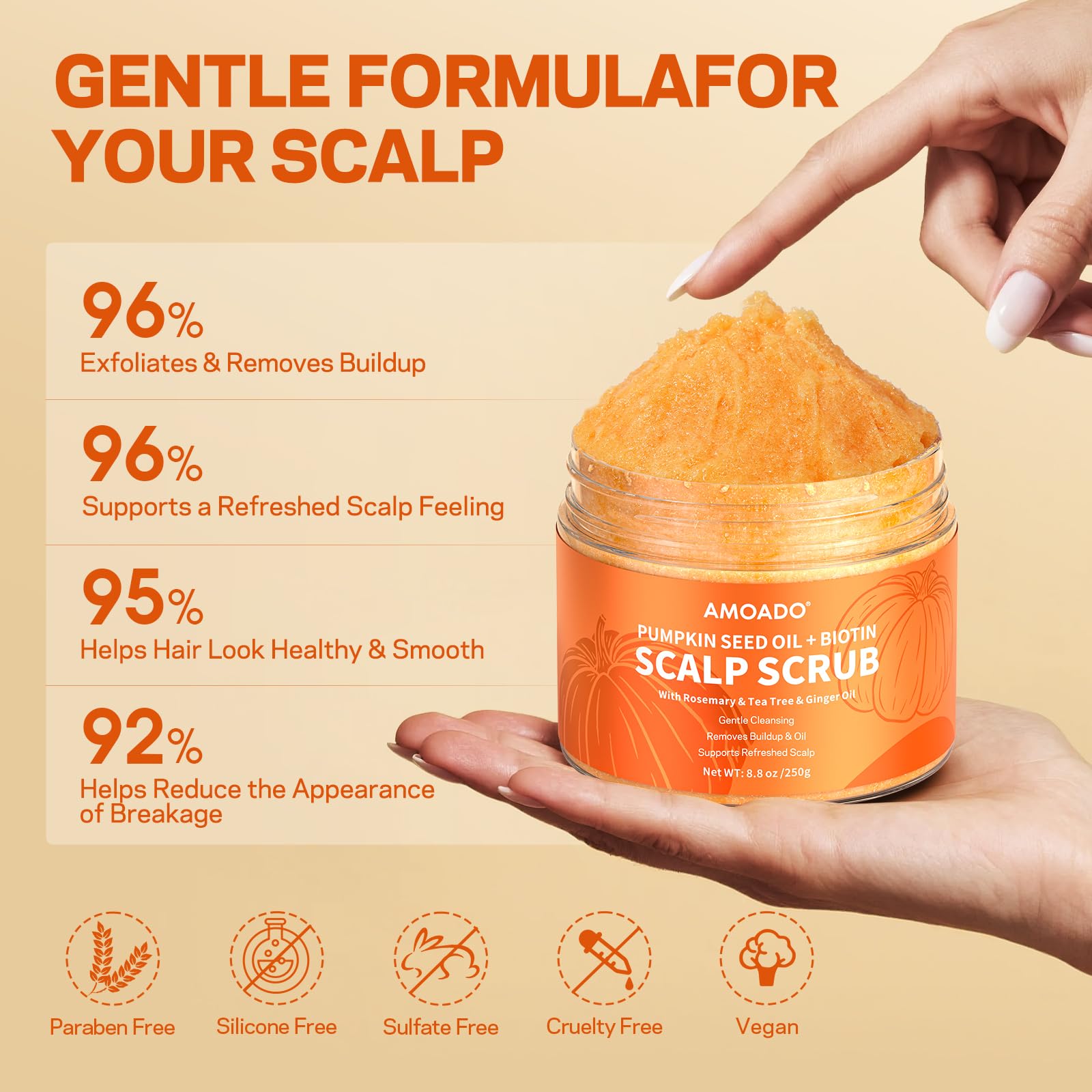 amoado exfoliante para cuero cabelludo, limpieza profunda que ayuda a controlar la grasa.