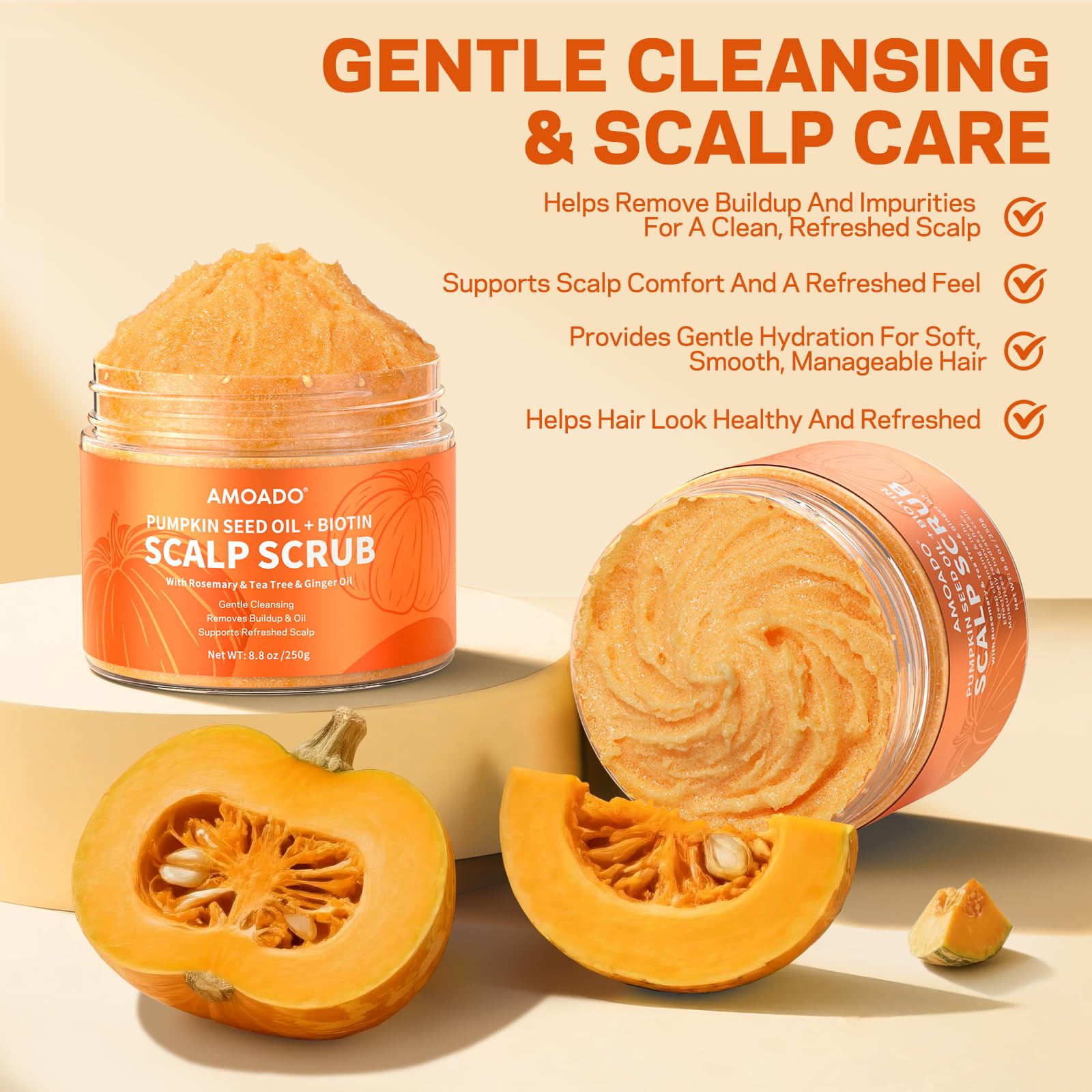 amoado exfoliante, textura cremosa, ayuda a limpiar profundamente y remover acumulaciones.
