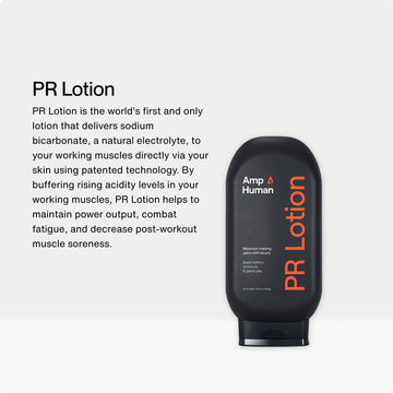 Textura cremosa de Amp Human PR Lotion que se extiende fácilmente sobre la piel.