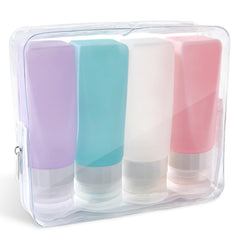 Amphism botellas viaje silicona 3oz, juego de envases reutilizables para líquidos