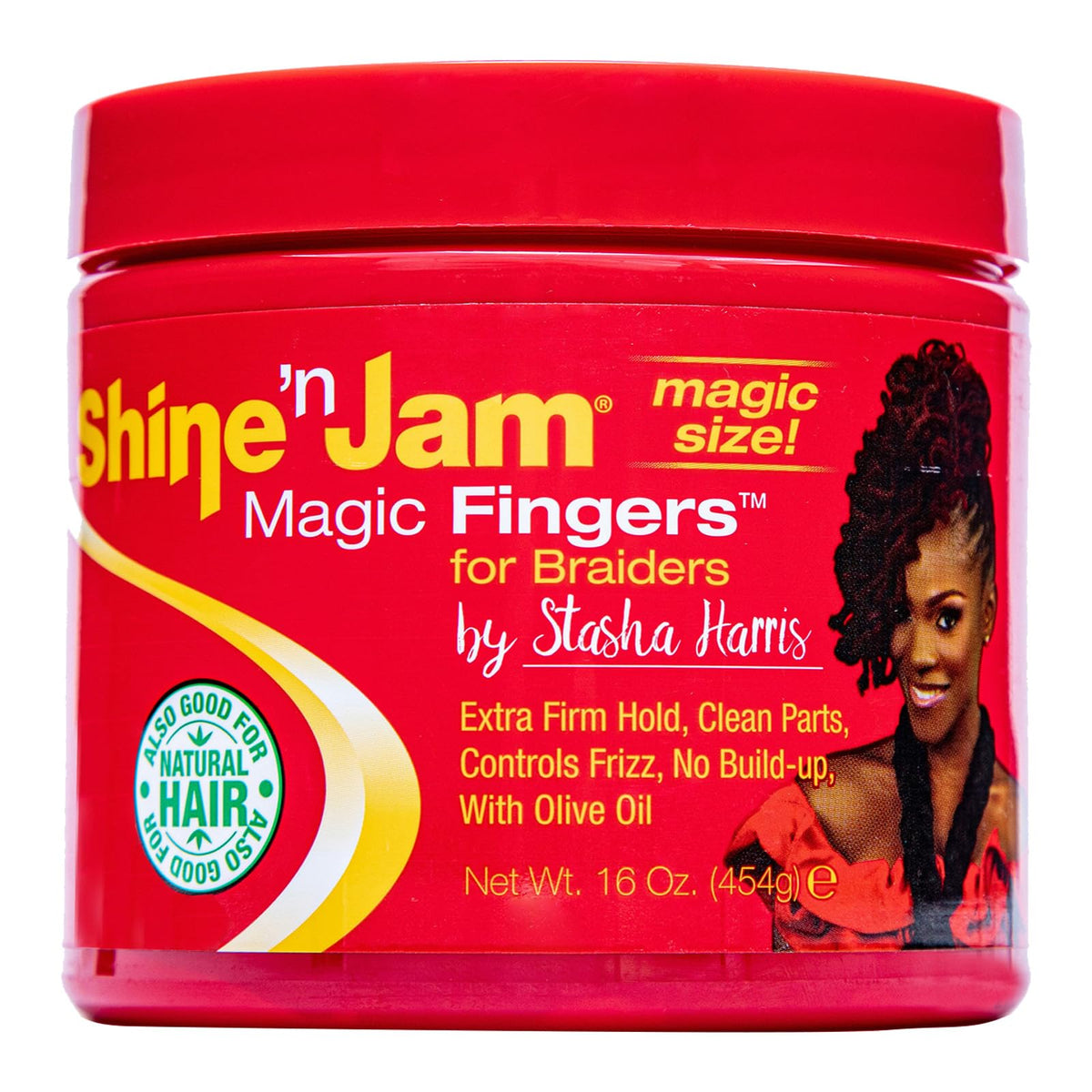 AmPro Magic Fingers Shine ń Jam 160z – botella para definir peinados y brillo natural.