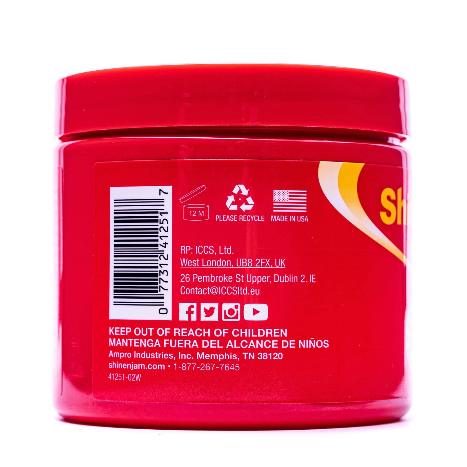 AmPro Magic Fingers Shine ń Jam 160z – envase práctico para llevar y usar en cualquier peinado.