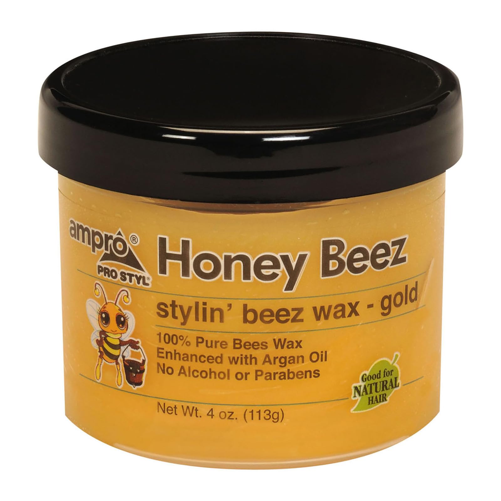 AmPro Pro Styl Beez Wax Gold en envase dorado para fijación duradera