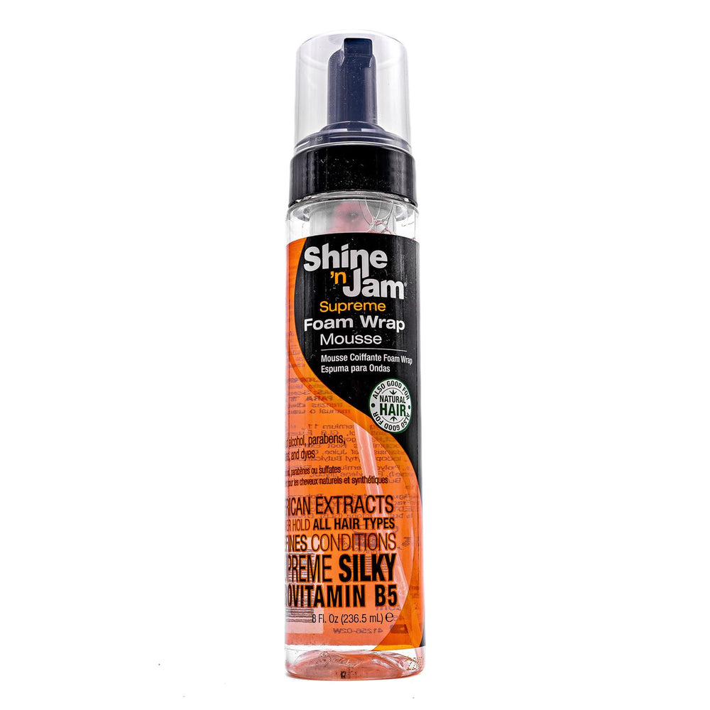 AMPRO Shine-n-Jam, botella: definición duradera para peinados con brillo.