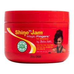 AmPro Shine-n-Jam para trenzas: agarre firme y brillo sin grasa.
