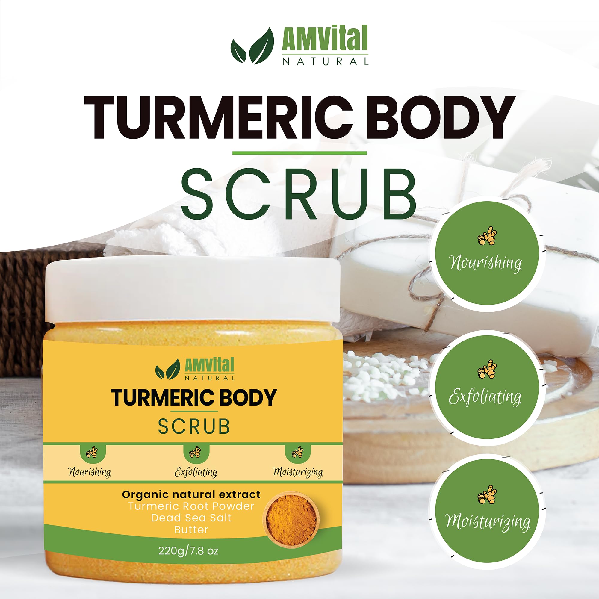 AMVital Curcuma textura exfoliante con gránulos, sensación agradable para la piel