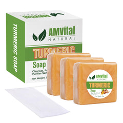 AMVital barra de cúrcuma para cara y cuerpo, limpieza suave para todo tipo de piel.