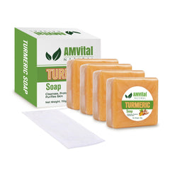 AMVital Jabon curcuma cara y cuerpo, pack 4 para piel luminosa
