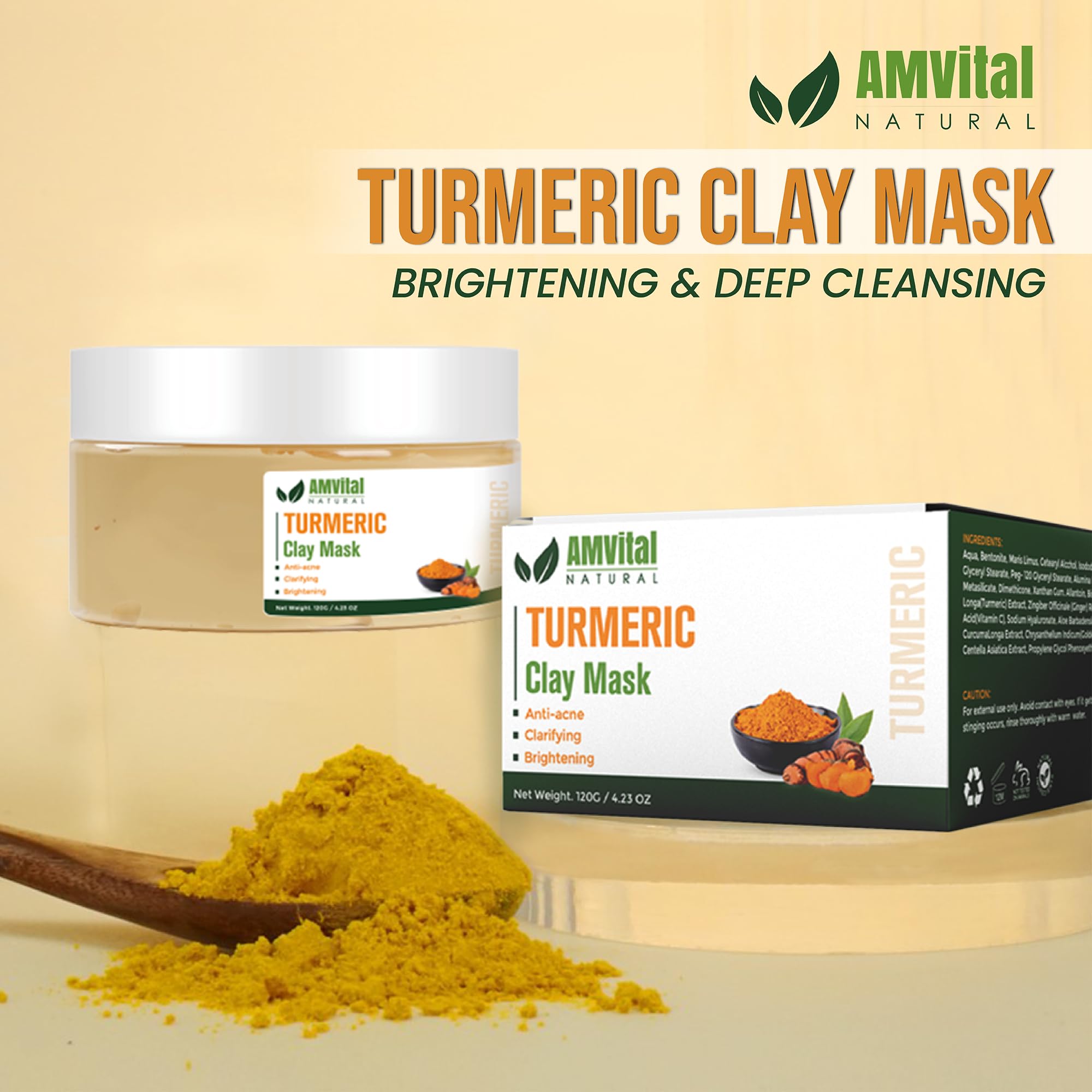 AMVital mascarilla arcilla amarilla, textura sedosa para piel limpia.