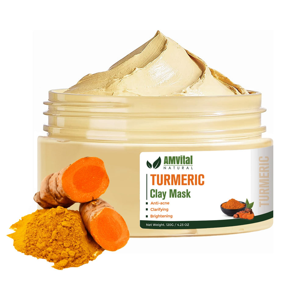 AMVital mascarilla curcuma en envase, hidratación suave para la piel.