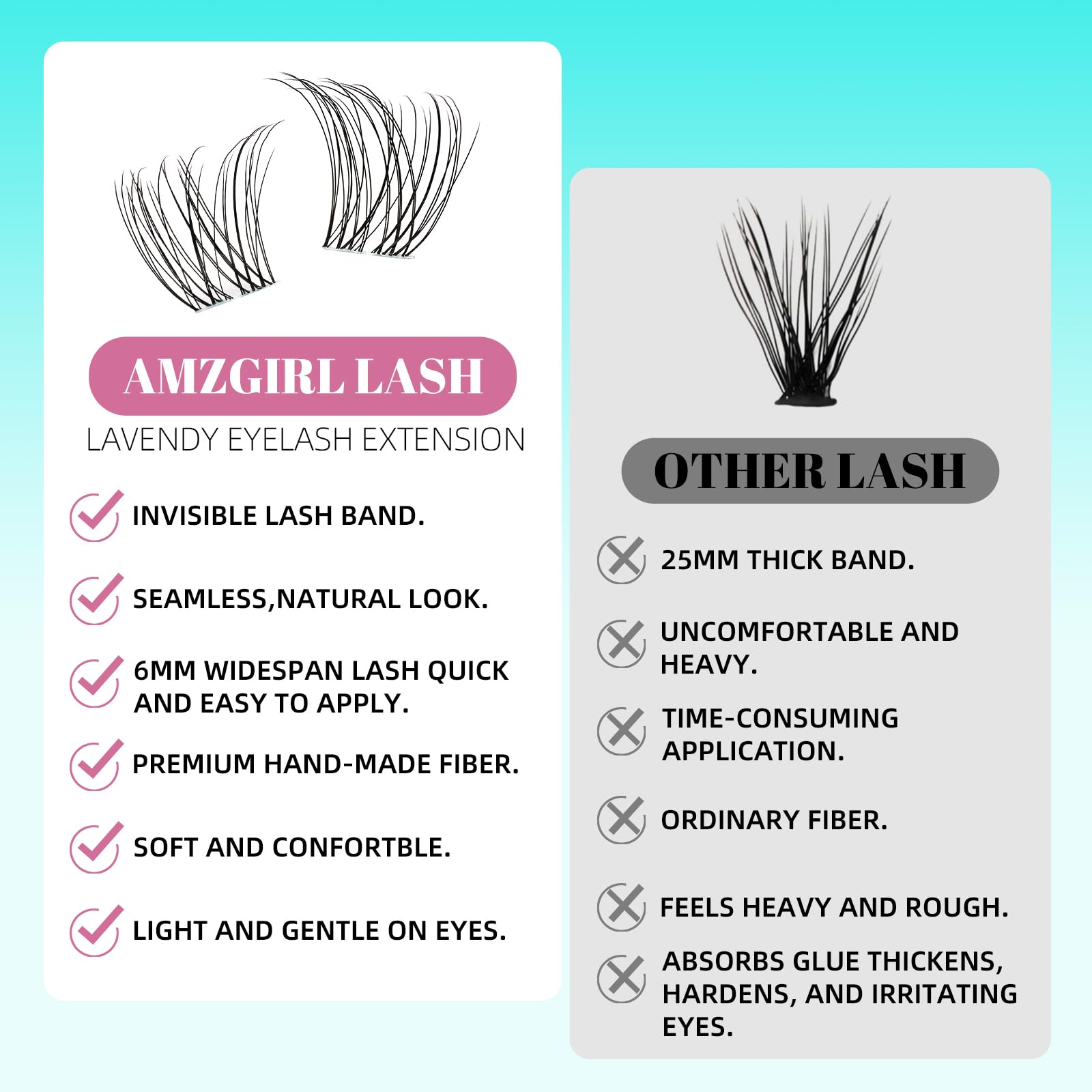 Aspecto diario natural con AMZGIRL LASH Clusters para uso cotidiano.