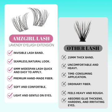 Aspecto diario natural con AMZGIRL LASH Clusters para uso cotidiano.