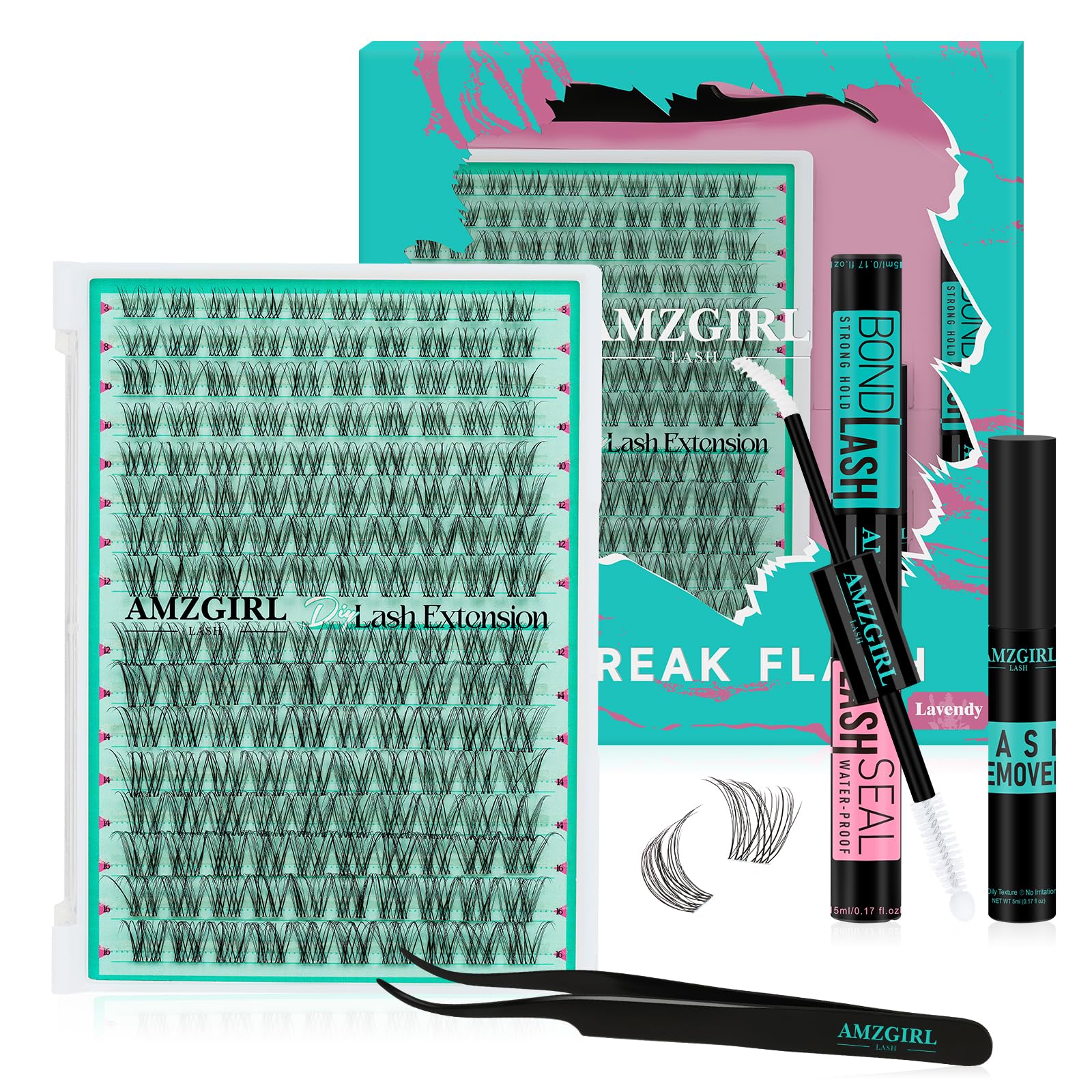 AMZGIRL LASH Clusters Kit: empaque completo para uso hogareño cómodo.