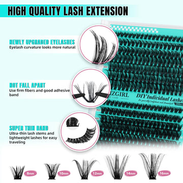 AMZGIRL LASH pestanas-tallas-8-16mm para variaciones personalizadas.