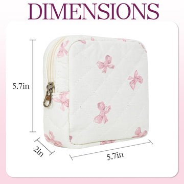 AMZMA bolso maquillaje floral acolchado, detalle forro interior, acceso rápido a cosméticos pequeños.