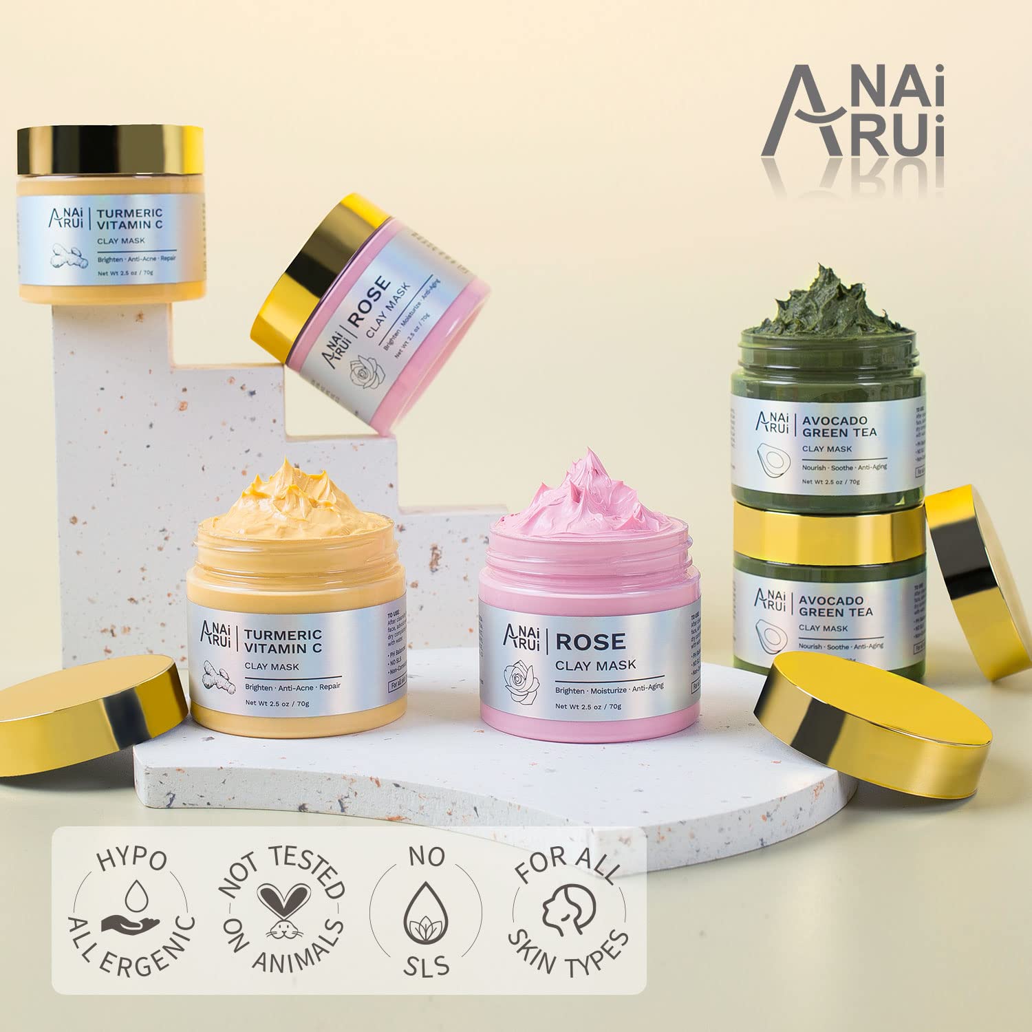 ANAI RUI aplicación de mascarilla en rostro con brocha