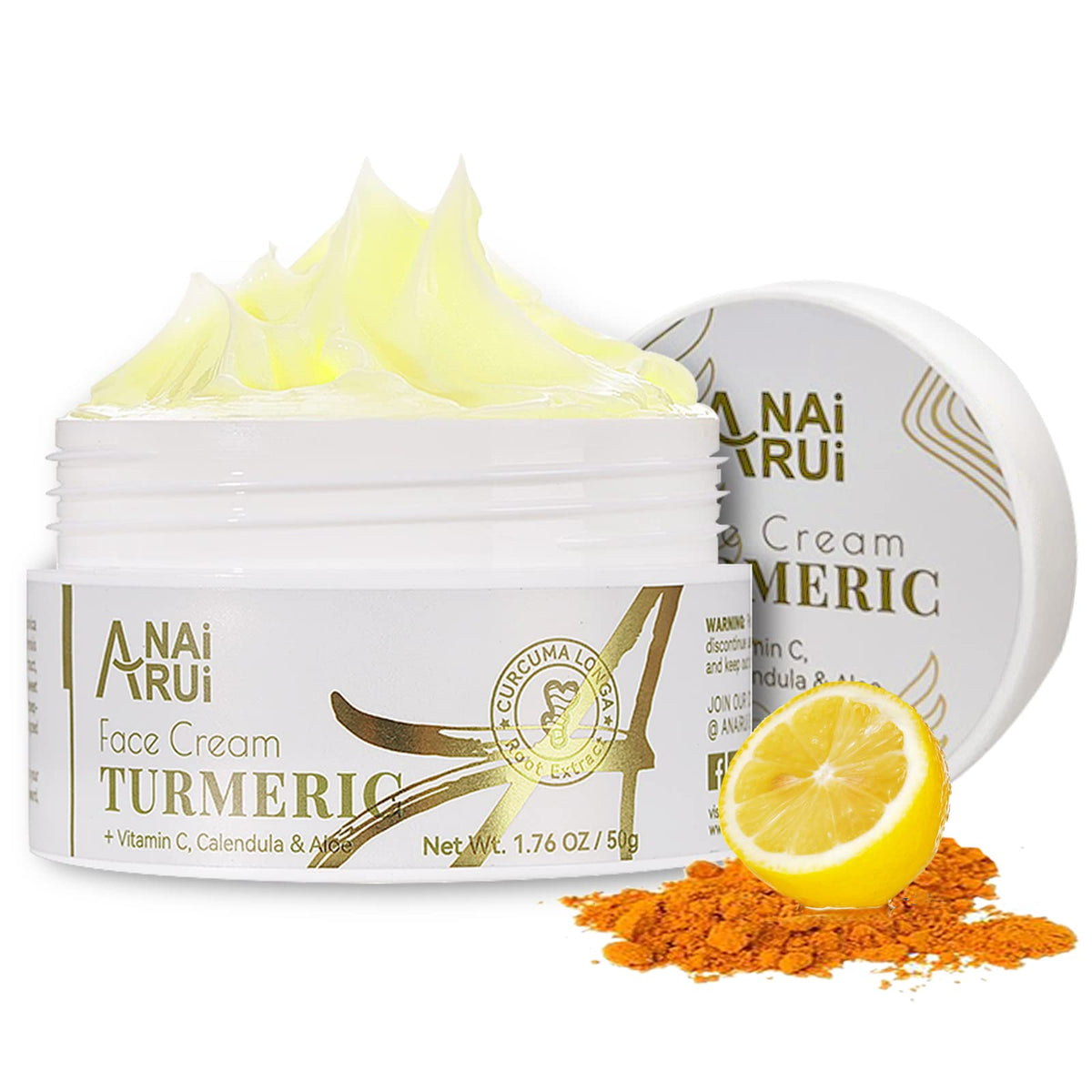 ANAI RUI crema facial de cúrcuma y vitamina C hidrata y aporta brillo.