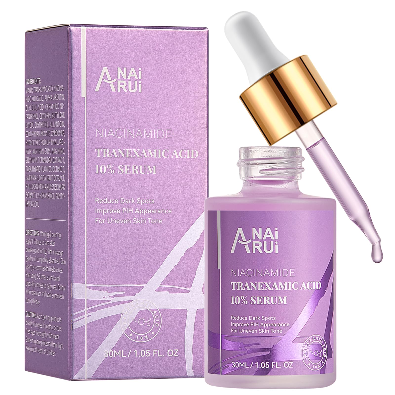 ANAI RUI serum 10% TXA en botella frontal para tono más uniforme
