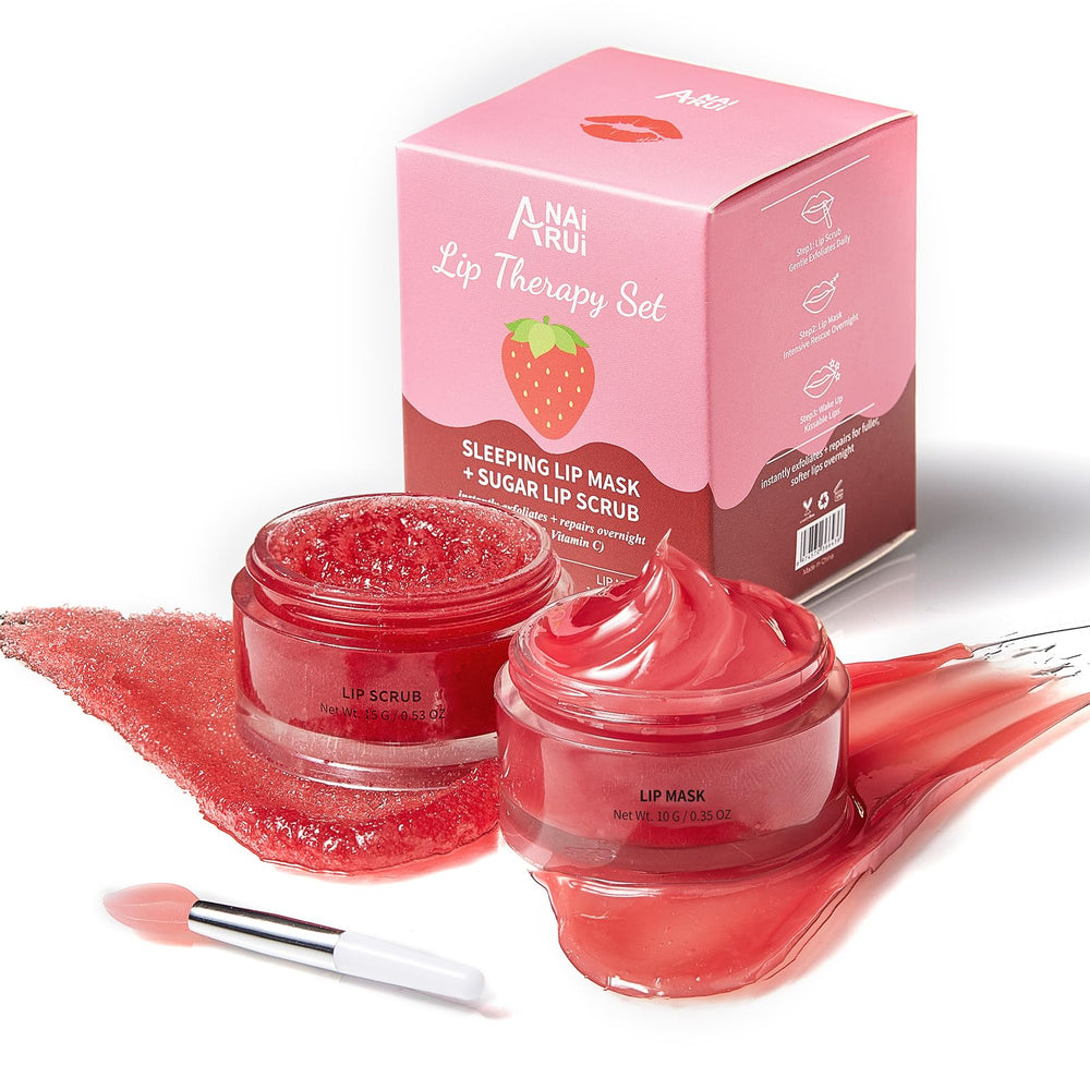 ANAI RUI set labios exfoliante y mascarilla nocturna para hidratación profunda.