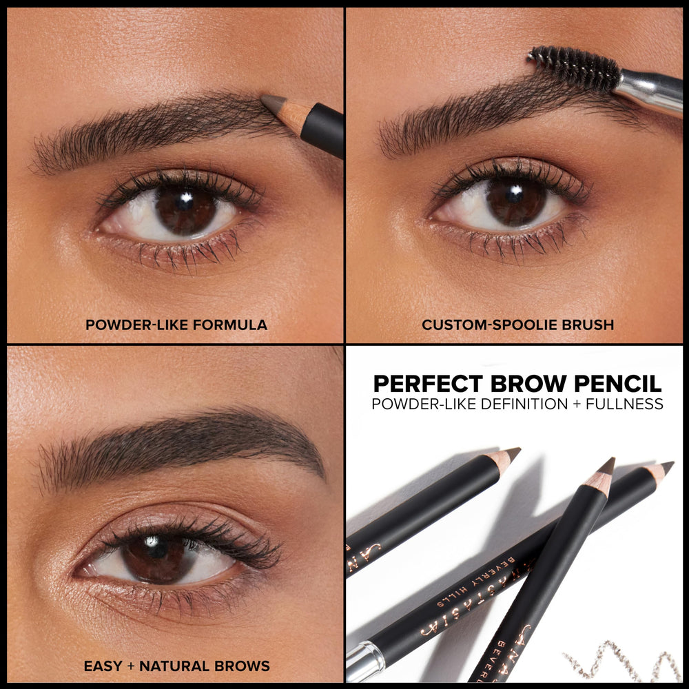 Aplicación de cejas detallada con el lápiz y spoolie de Anastasia Beverly Hills.