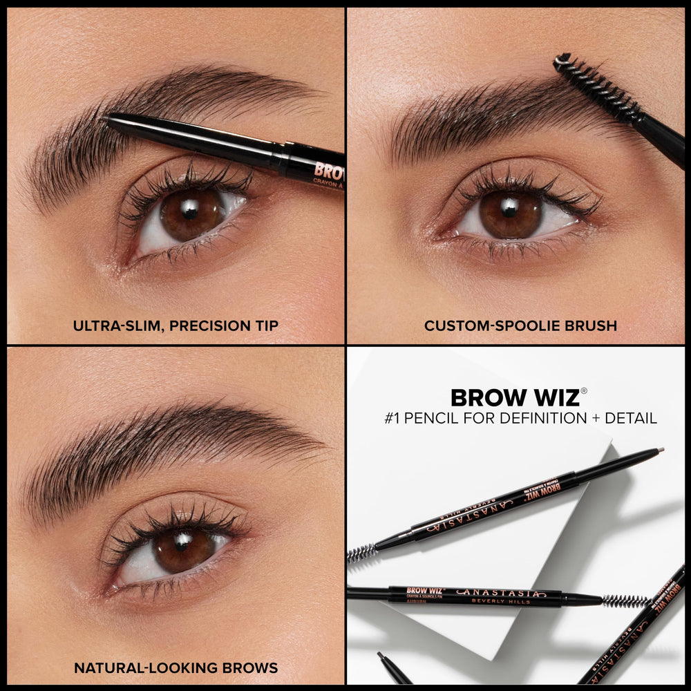 Anastasia Brow Wiz Granite, application controlee et rapide grace a la pointe sculptee.