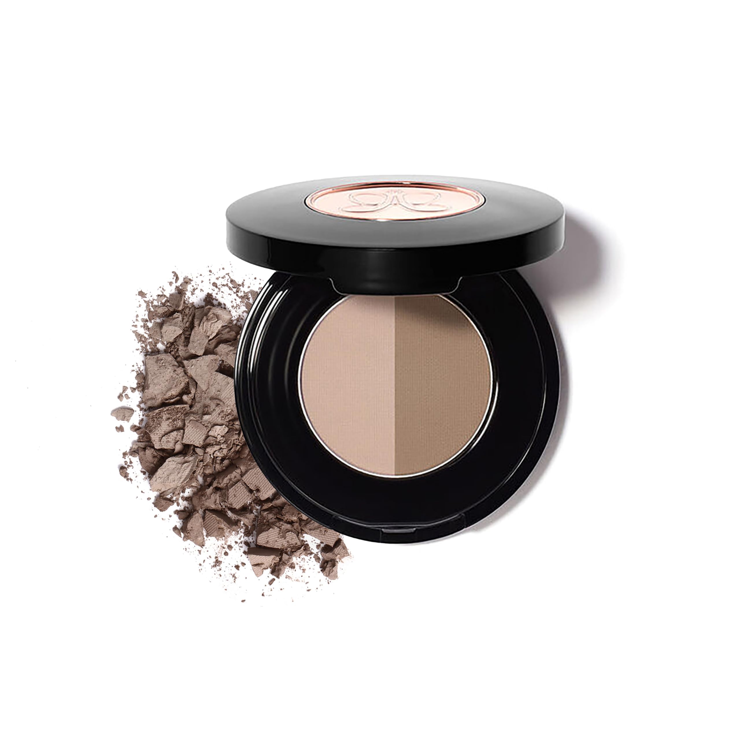 Anastasia Beverly Hills dúo de polvos para cejas taupe en compacto de dos tonos para acabado natural.