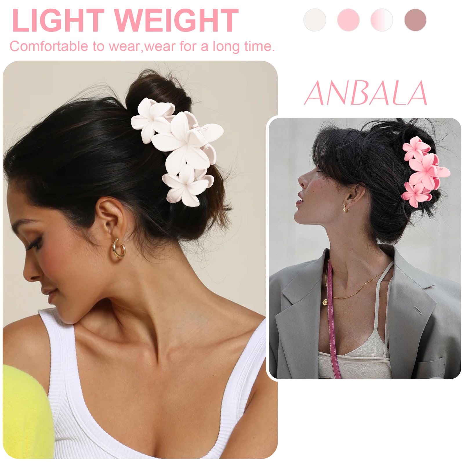 Anbala flor hawaiana rosa oscuro, diseño vibrante para peinados diarios