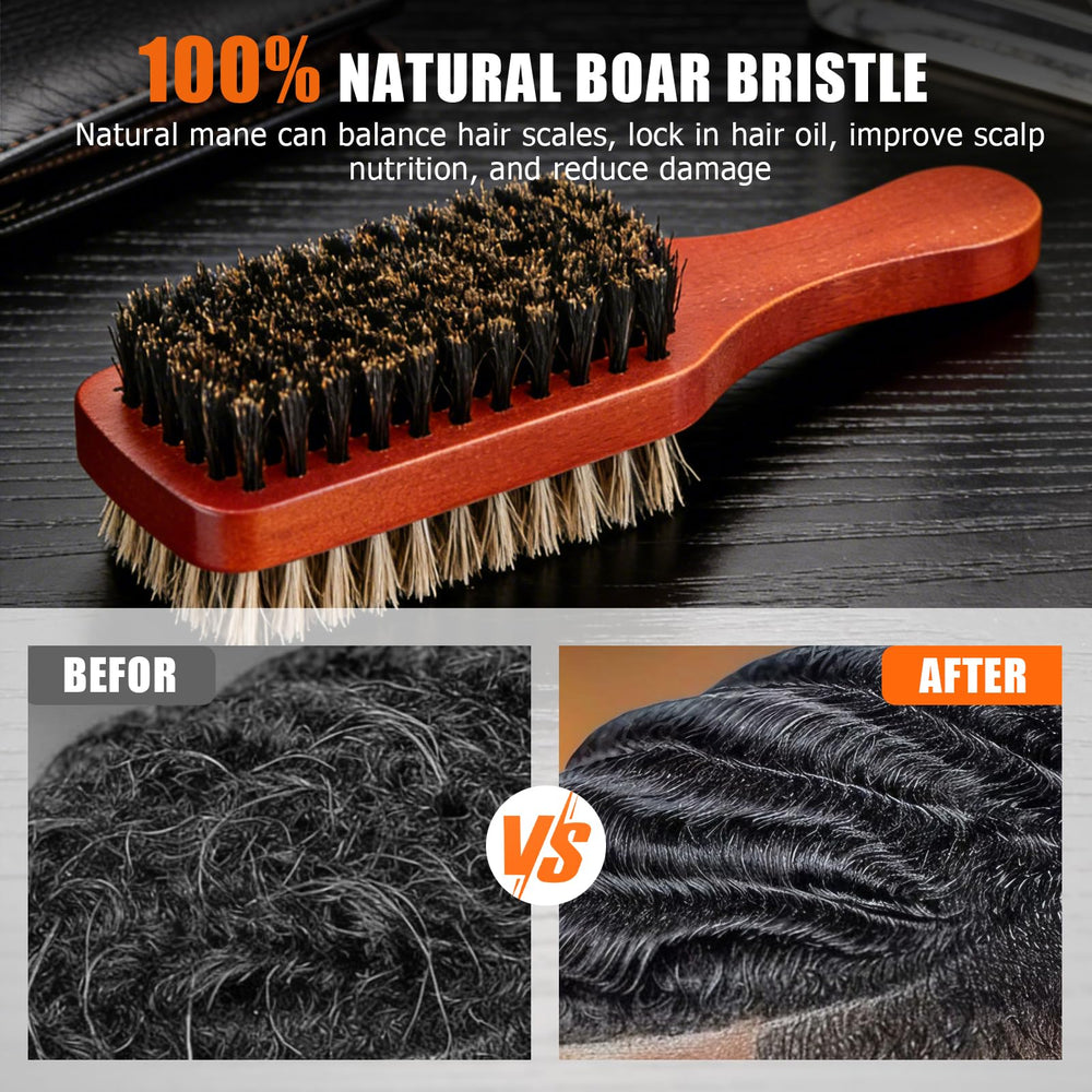 Ancable cerdas jabali natural distribuyen aceites para brillo suave.