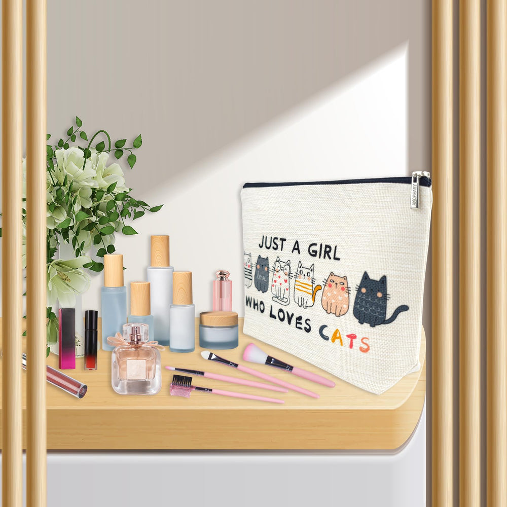 Ancpeany funda maquillaje gato organizador: ideal como bolso de viaje compacto.