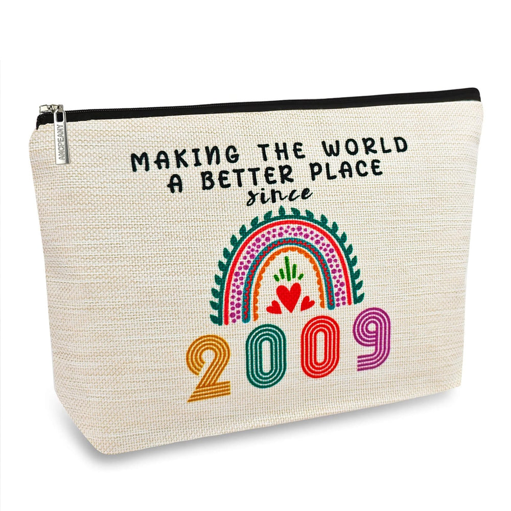 ancpeany bolso maquillaje con lino de alta calidad y impresión doble, ideal para uso diario.
