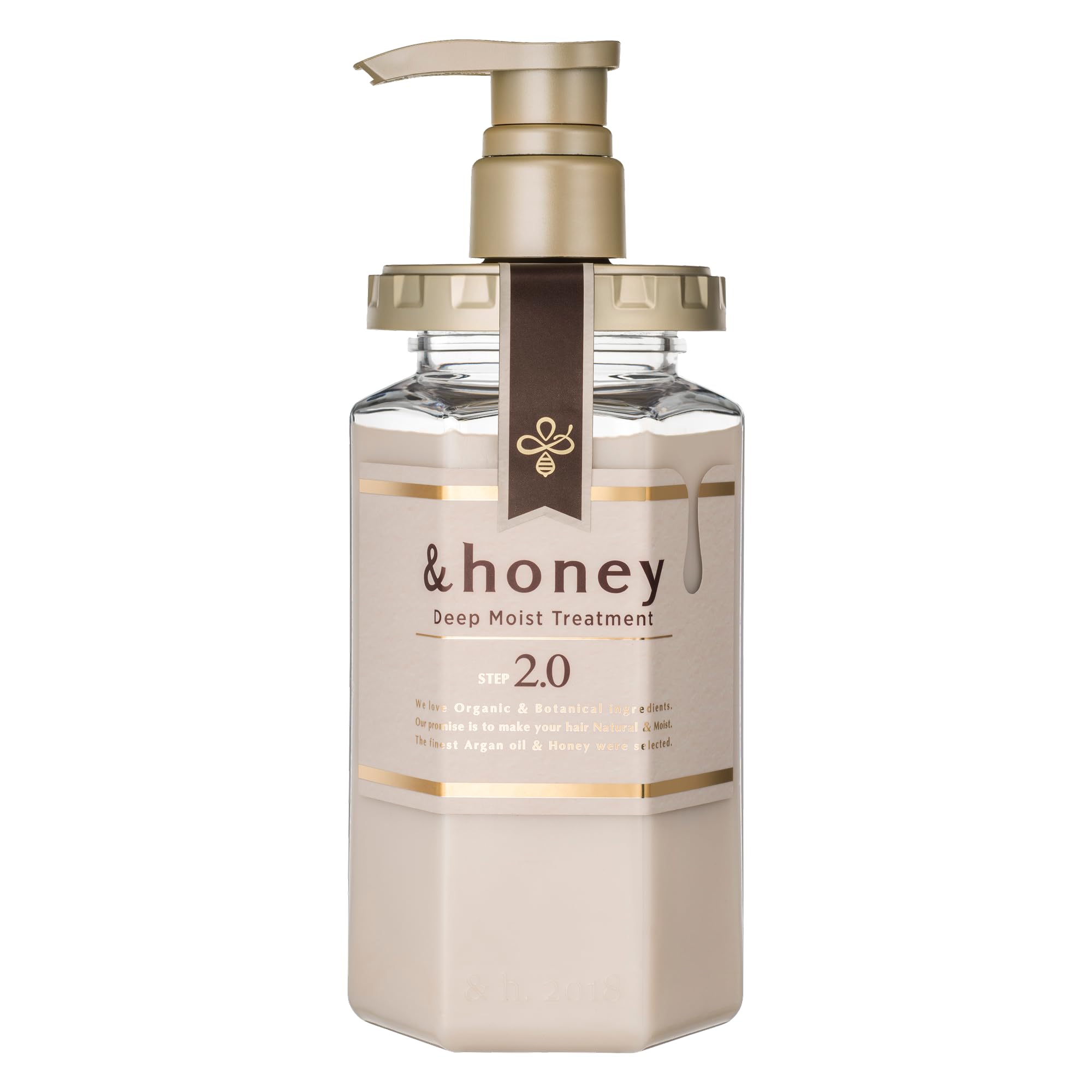 & Honey Deep Moist Treatment 2.0 bottle top view signaling rich hydration