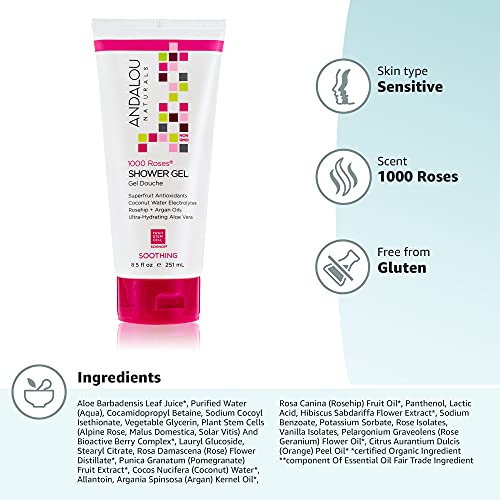 Andalou Naturals 1000 Roses Envase Detalle: diseño práctico para uso diario.