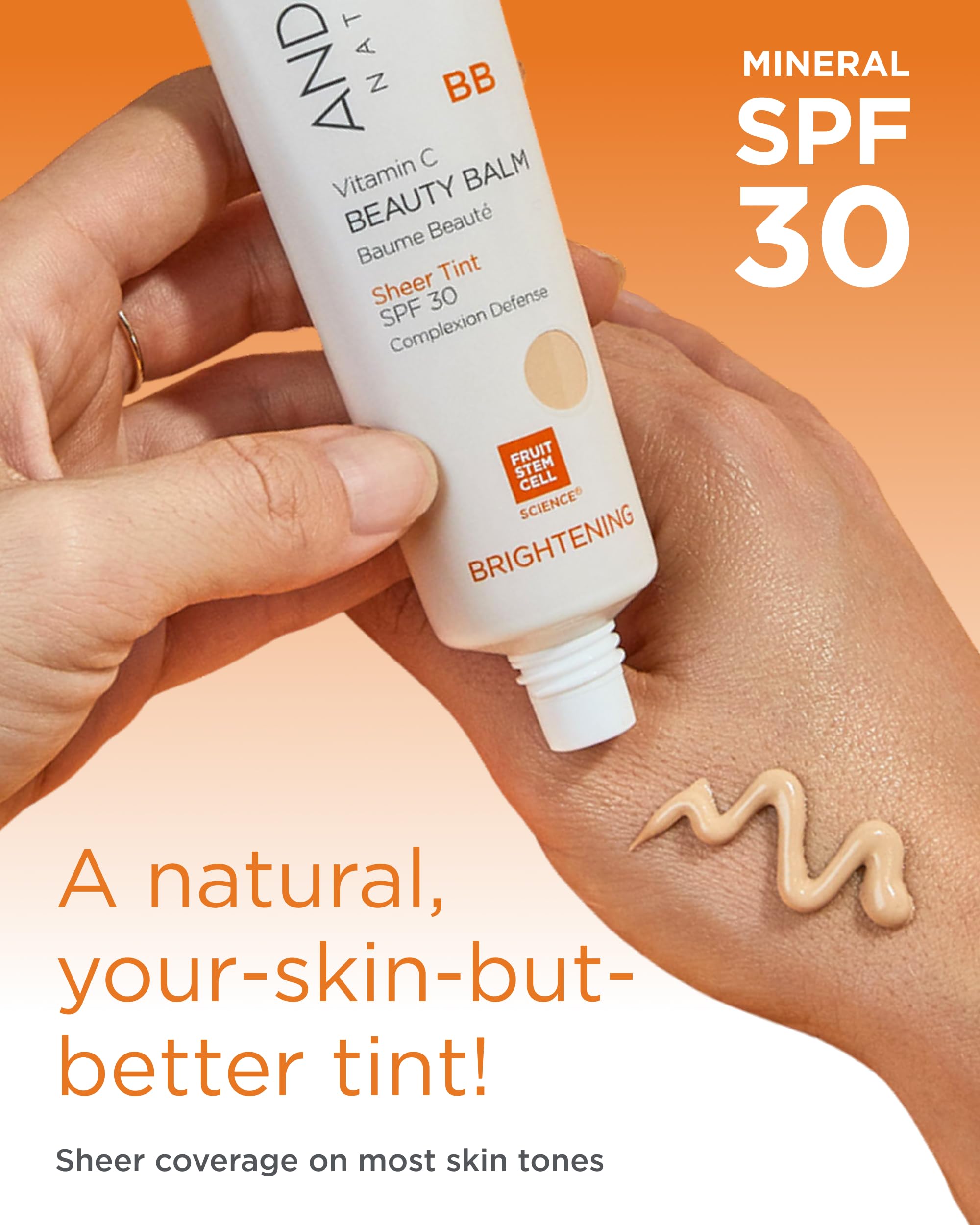 Vitamina C y E en Andalou Naturals BB para piel luminosa.