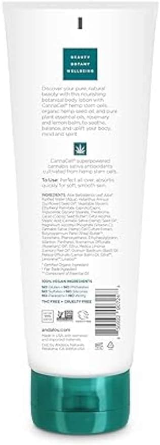 Loción CannaCell de Andalou Naturals con ingredientes naturales