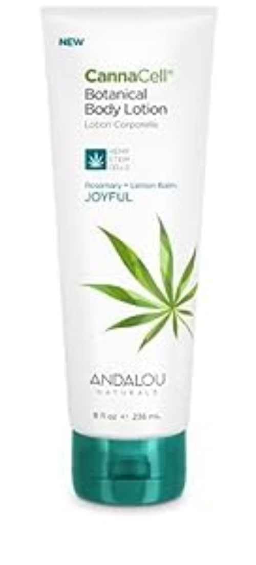 Loción corporal CannaCell Joyful de Andalou Naturals, hidratación duradera para la piel