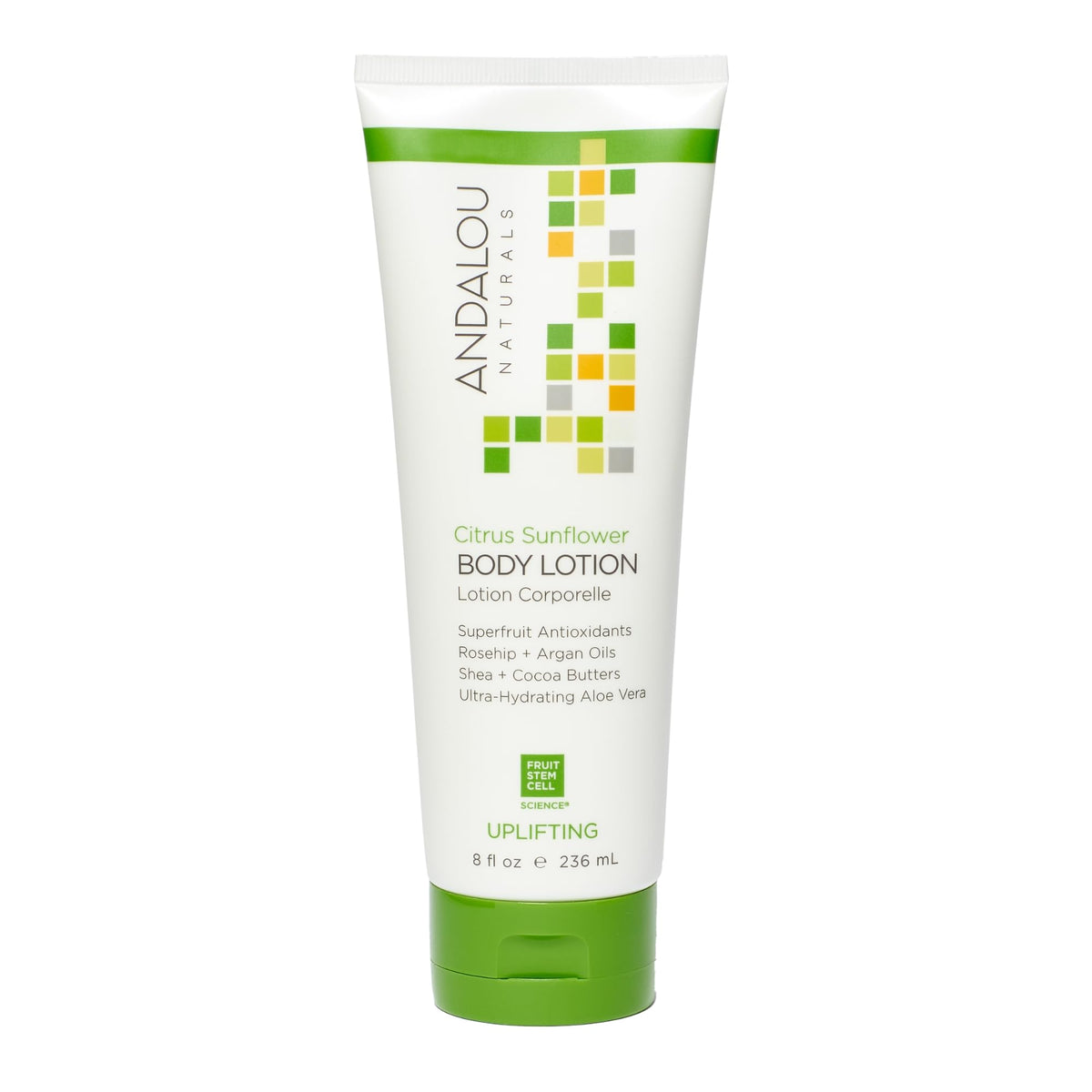 Andalou Naturals Citrus Sunflower, botella frontal, hidratación suave para todo el cuerpo