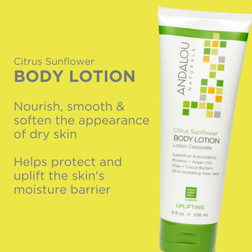 Andalou Naturals Citrus Sunflower, textura cremosa al aplicar, sensación reconfortante