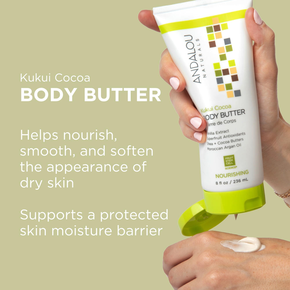 Textura cremosa de Andalou Naturals con mantecas para hidratación profunda