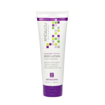 Loción corporal Andalou Naturals Lavanda Tomillo, botella para hidratación suave diaria