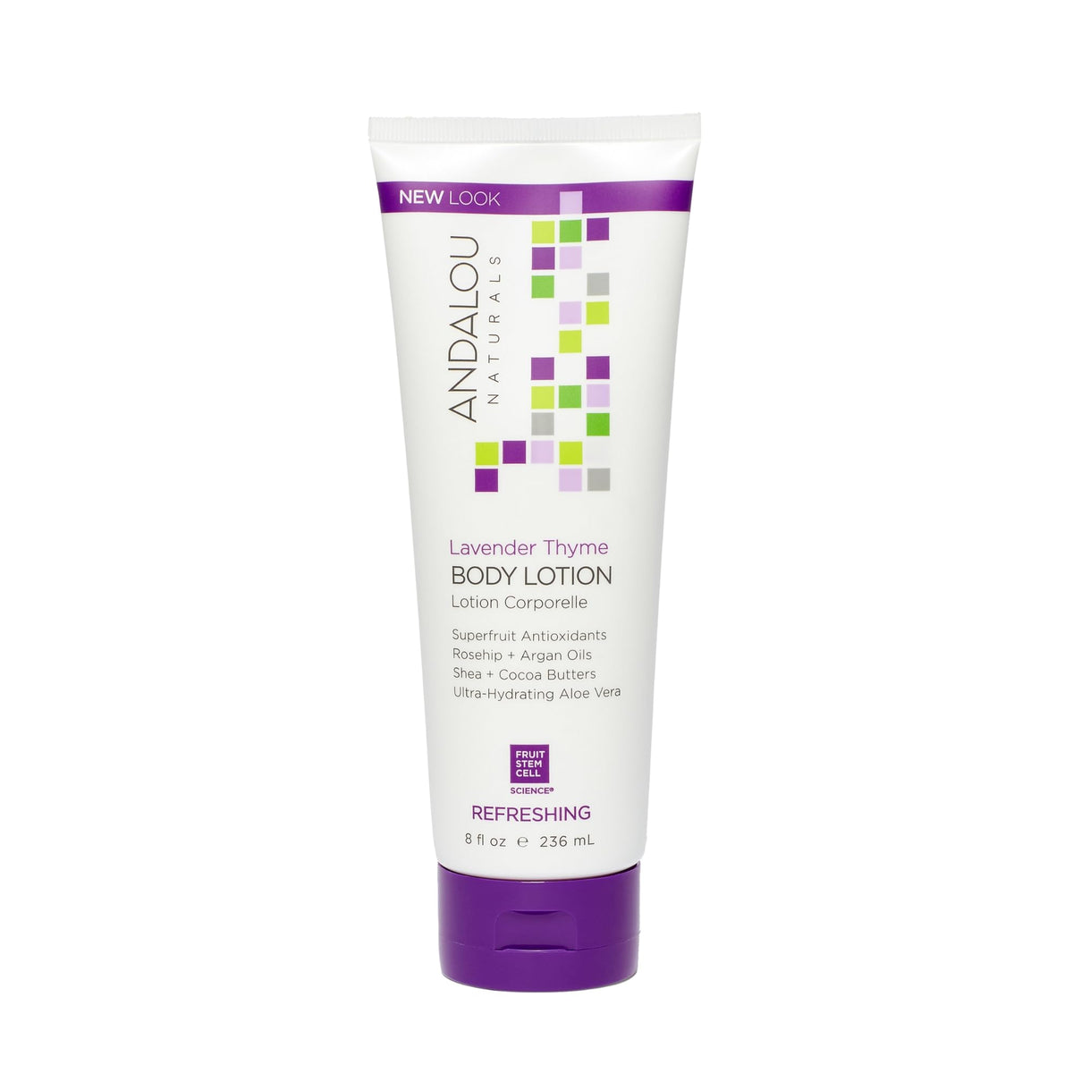 Loción corporal Andalou Naturals Lavanda Tomillo, botella para hidratación suave diaria