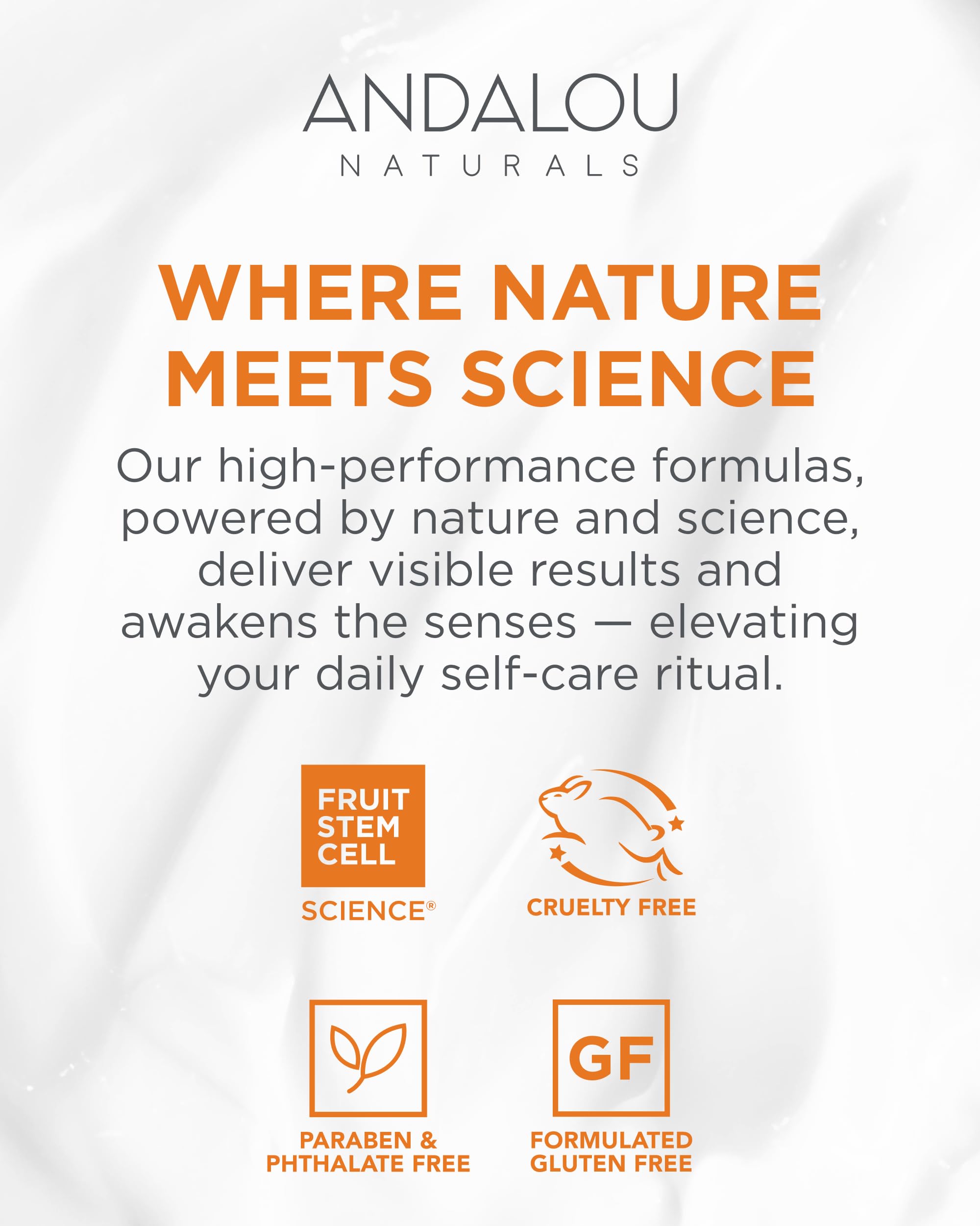 Andalou Naturals Ingredientes naturales, vegano y libre de gluten cuando es posible.