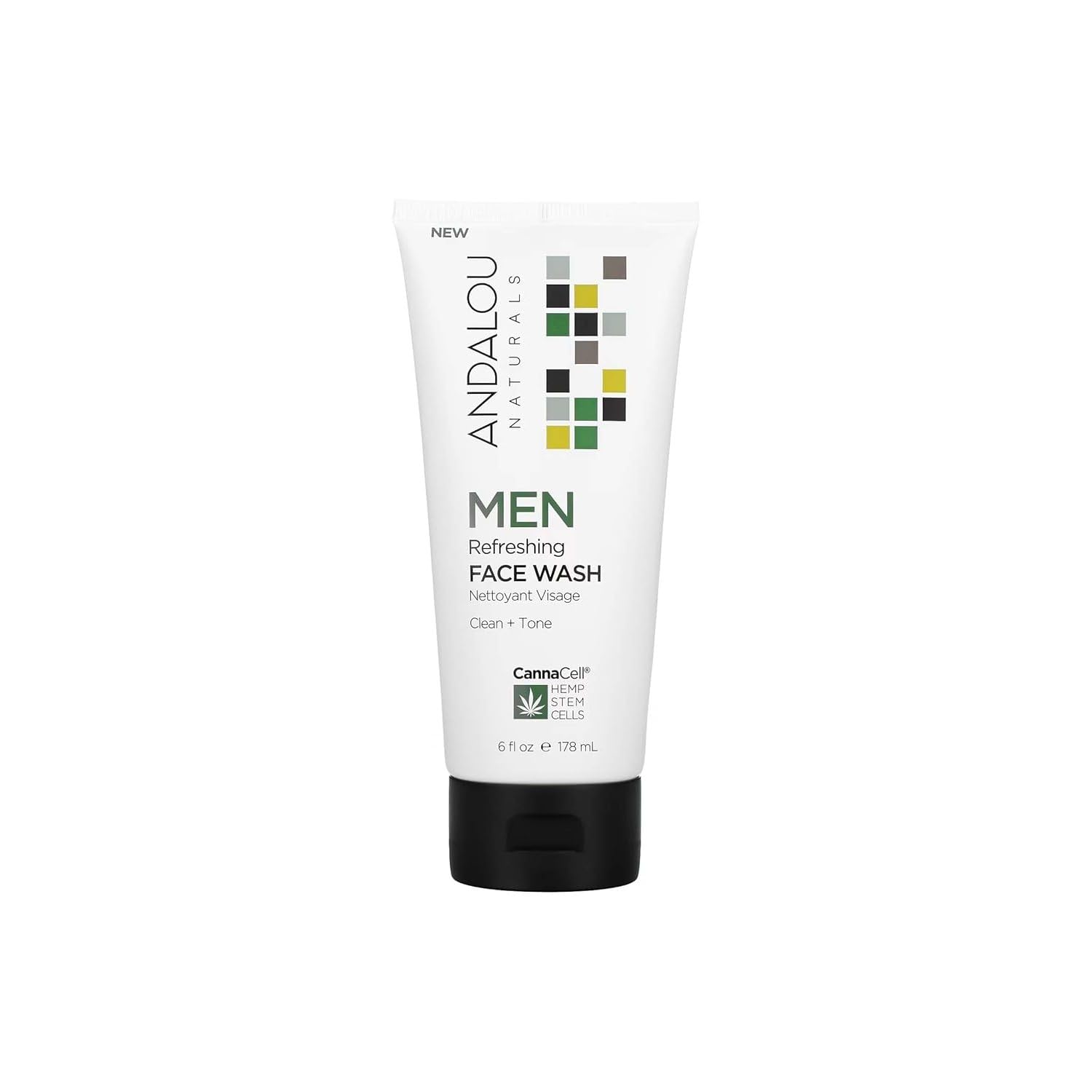 Andalou Naturals limpiador facial para hombres energizante en botella para una piel limpia y fresca