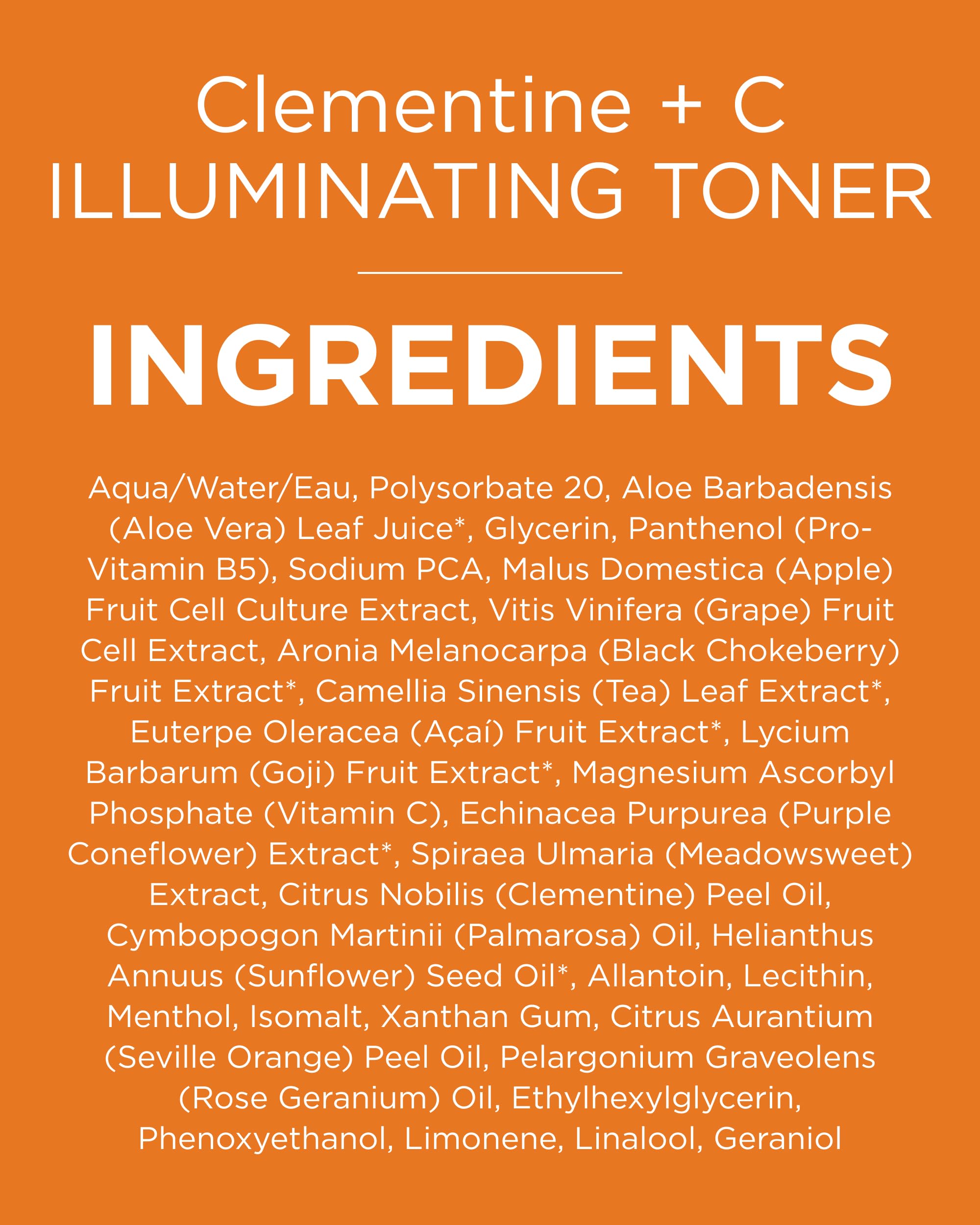 Andalou Naturals tonico facial Clementina envase de 6 onzas, uso diario.