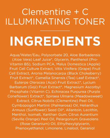 Andalou Naturals tonico facial Clementina envase de 6 onzas, uso diario.