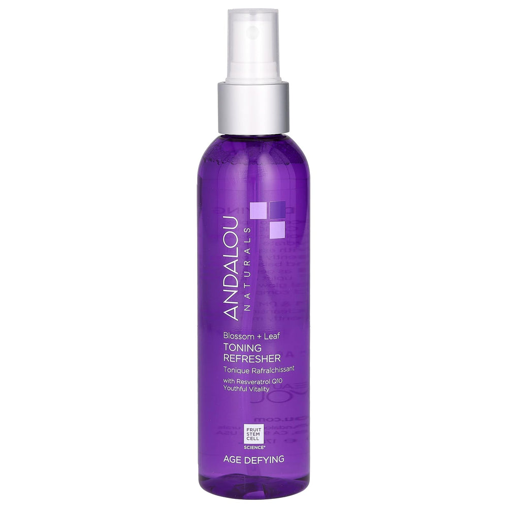 Tónico Flor y Hoja de Andalou Naturals en frasco, mostrando hidratación suave para la piel