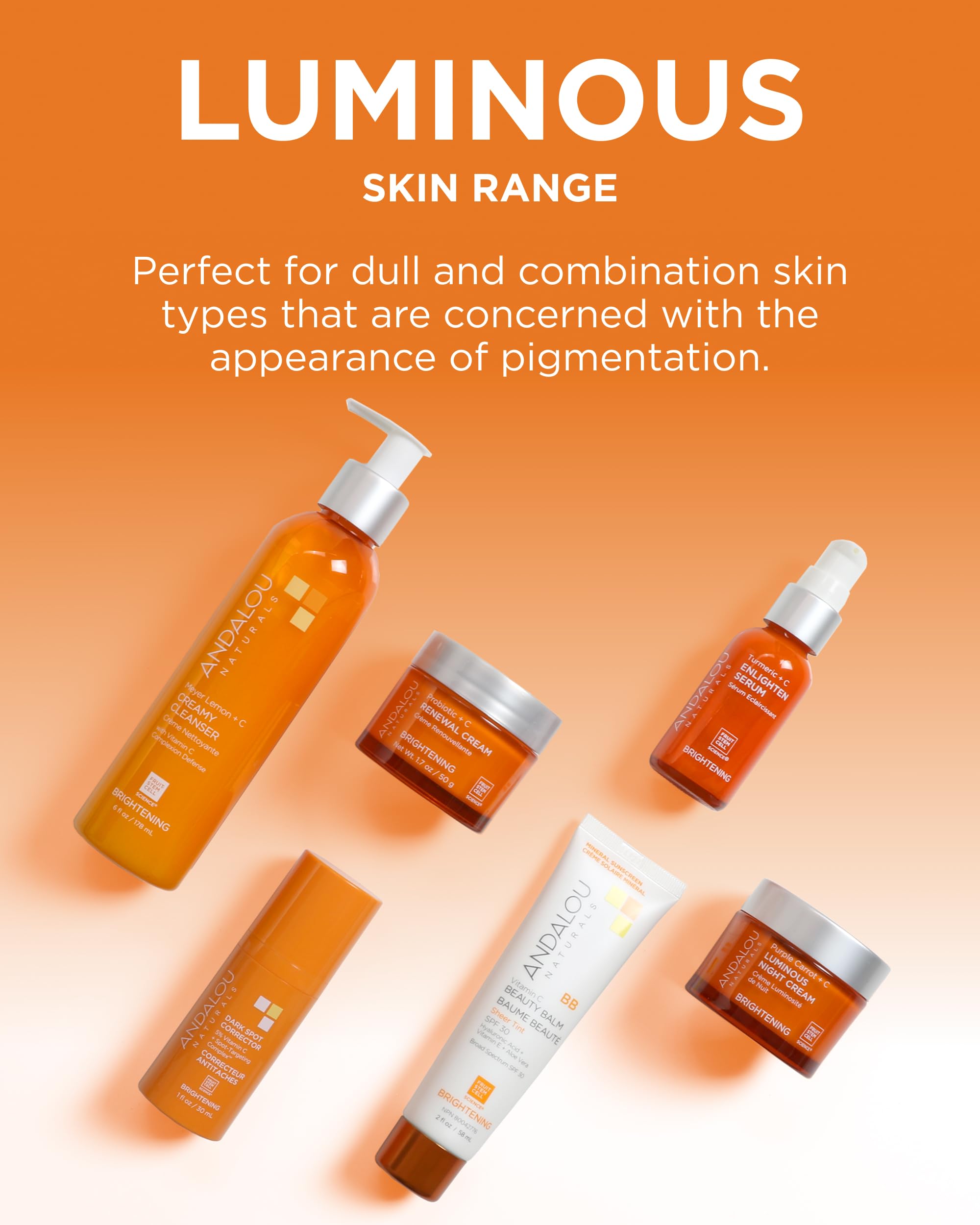 Andalou Naturals Tono uniforme y textura suave tras la limpieza.