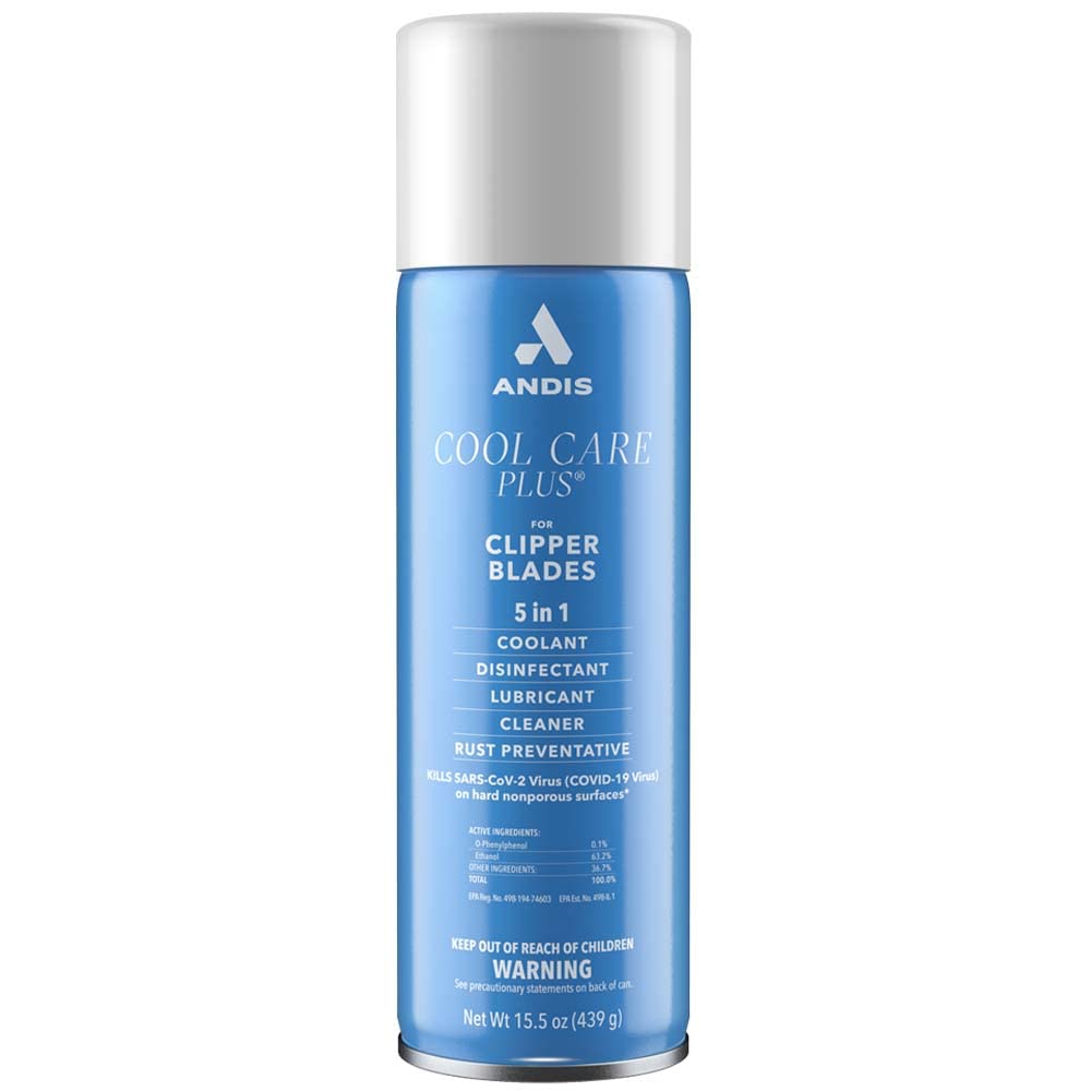 Andis Cool Care Plus, lata aerosol para cuchillas, limpieza y lubricación de las cuchillas.