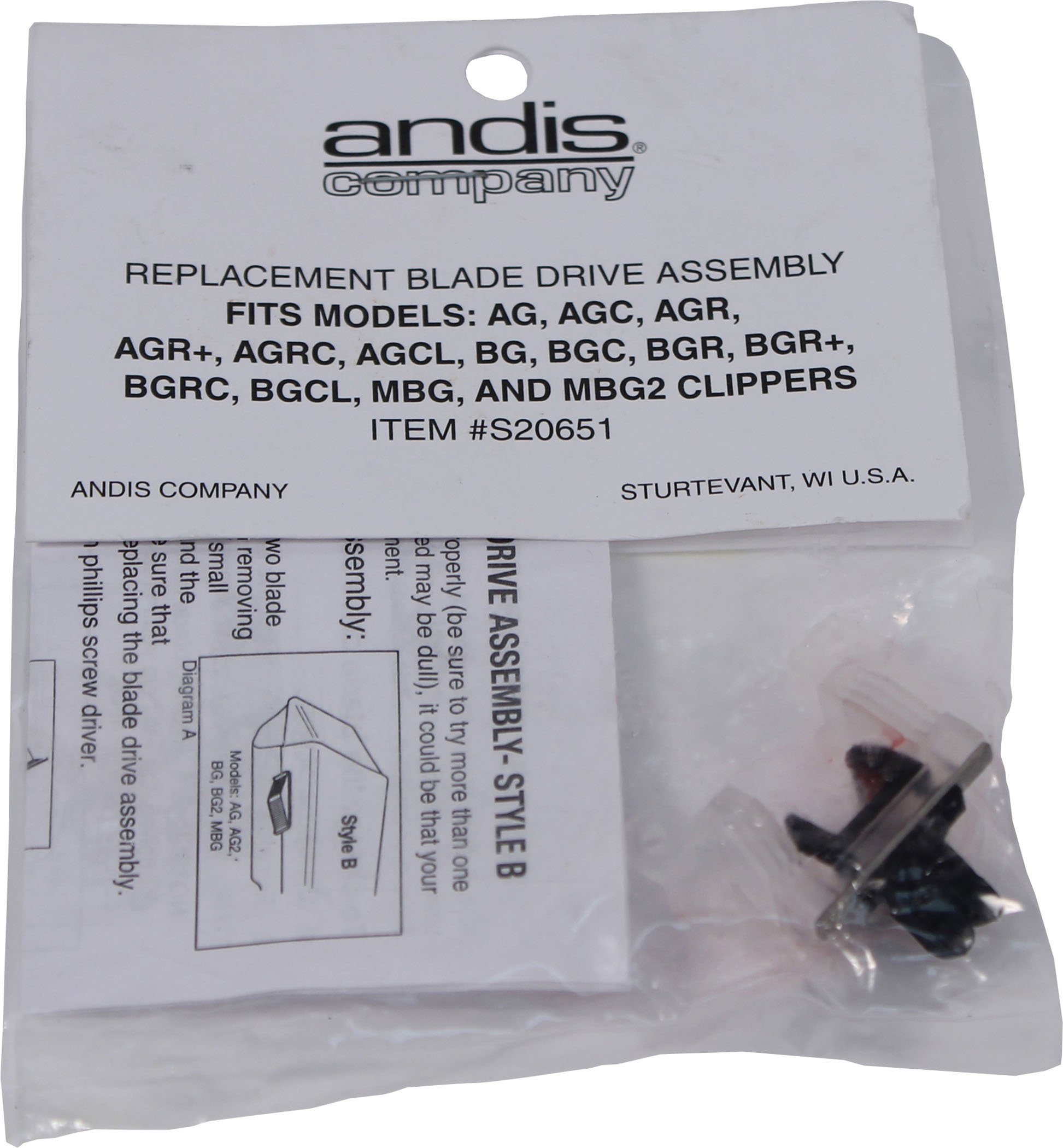 Andis Drive: leva de repuesto para cortapelos de mascotas, soporte de corte estable.