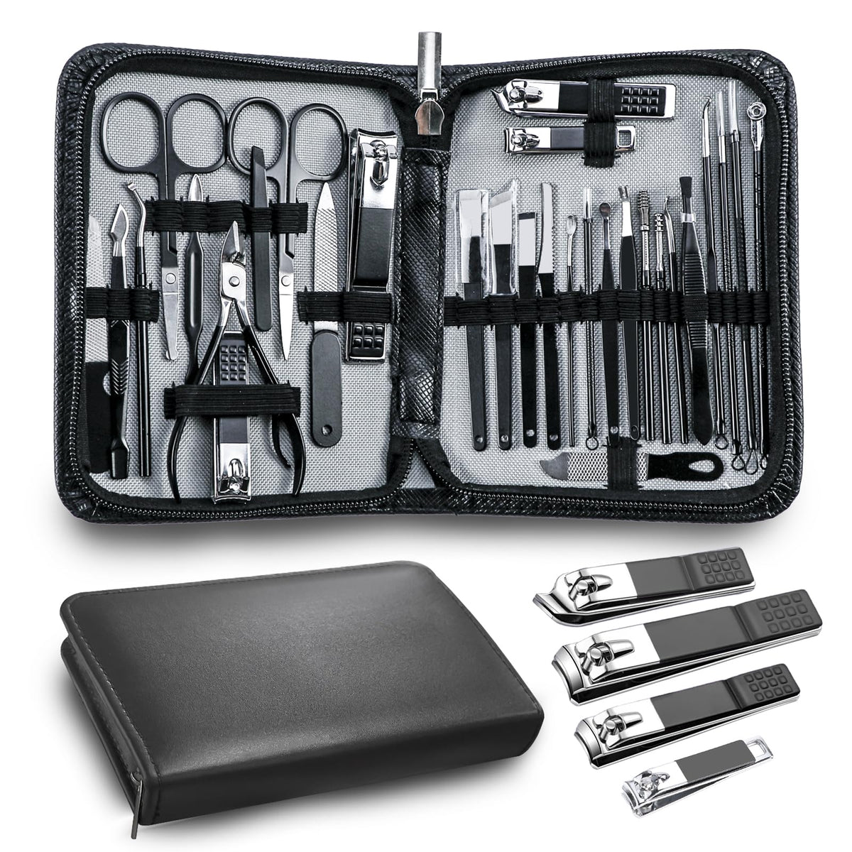 Set de manicura Andrea con estuche negro para cuidado de uñas completo