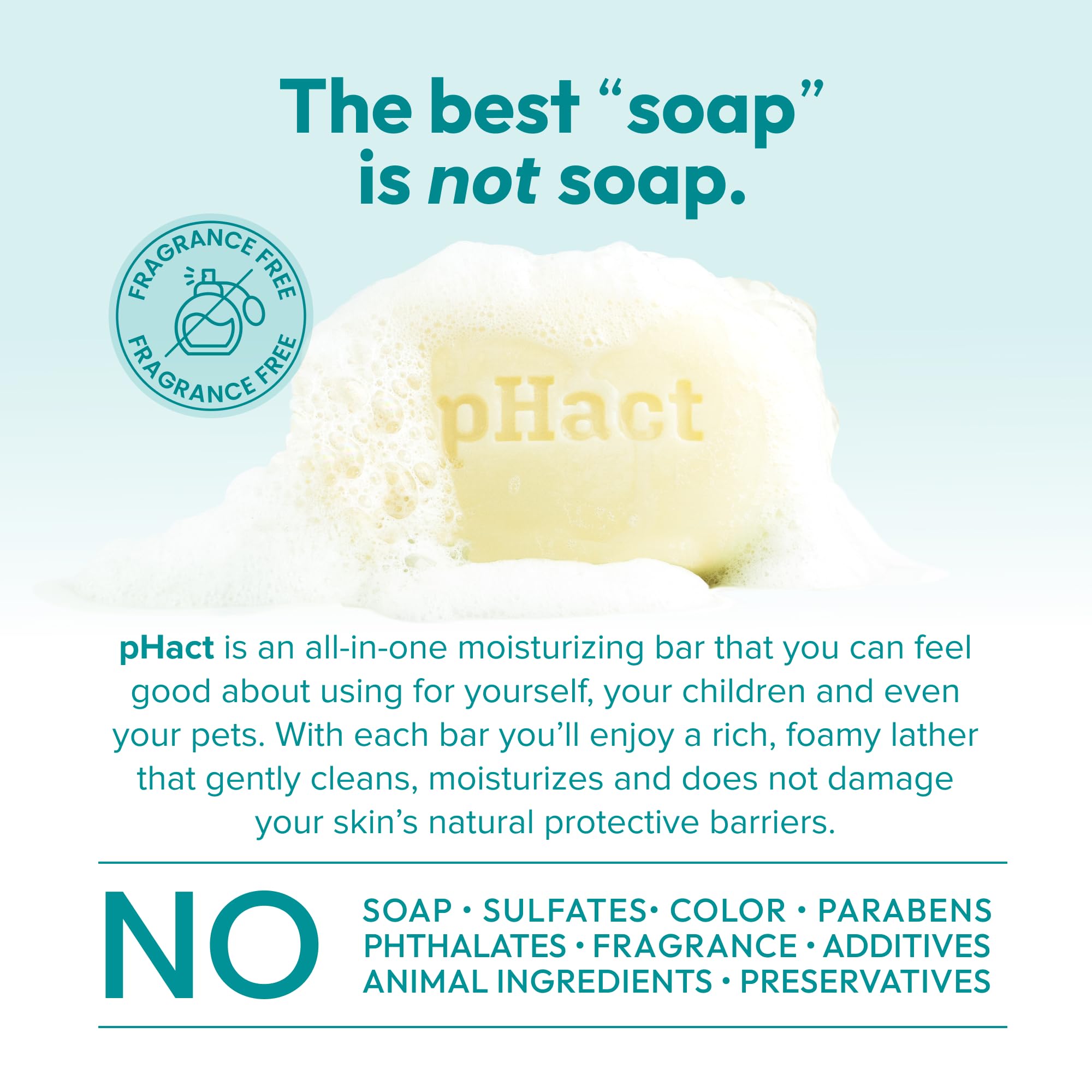 pHact bar for hands, body, face and hair in daily routine.